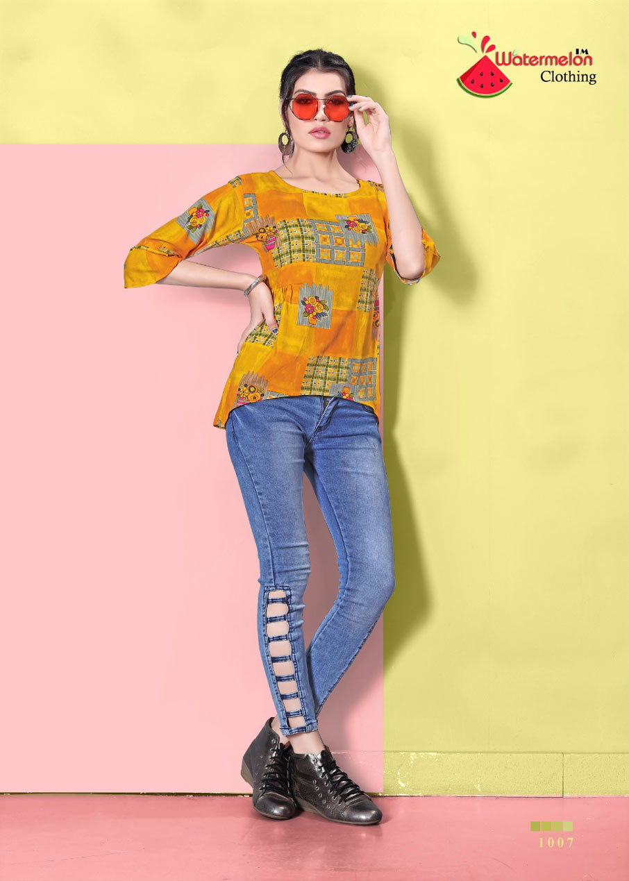Watermelon Diamond Party-2 Rayon Print Tops Watermelon Diamond Party-2 Rayon Print Tops